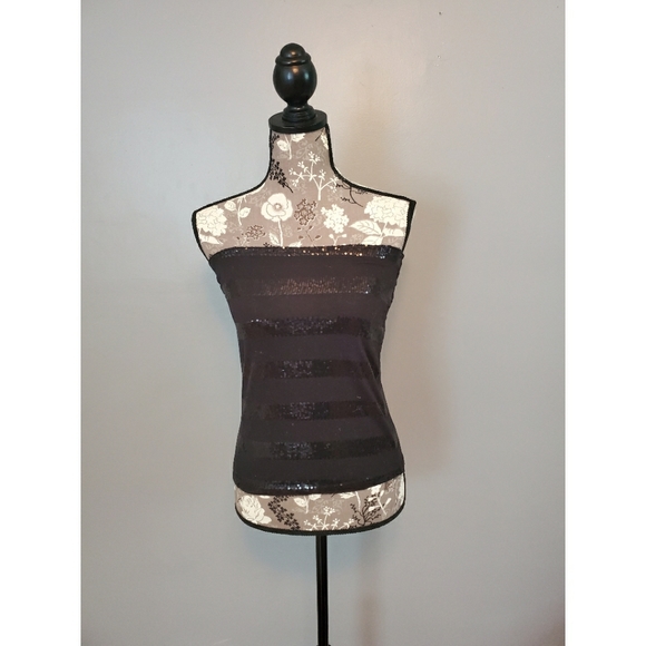 Forever 21 black stretch mini skirt sequin stripes - Picture 4 of 6